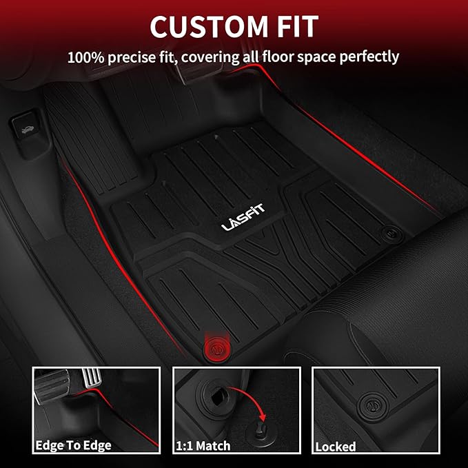 LASFIT Floor Mats and Trunk Mat for Honda Accord Sedan 2018-2022 (Include Hybrid Models), All Weather TPE Custom Fit Floor Liner, 1st & 2nd Row & Cargo Mat, Black