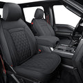 LUCKYMAN CLUB F150 Faux Leather Seat Covers Fit for 2010-2014 F150 2011-2016 F250 F350 F450 Pickup Trucks(Front Pair, Black)