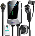 QIAO Level 2 EV Charger, Up to 40A Electric Car Charger, Wi-Fi Bluetooth APP Enabled EVSE, 4.3in Display, 25ft Cable, NEMA 6-50 Plug Charge Station Compatible with All SAE J1772 EV Models White