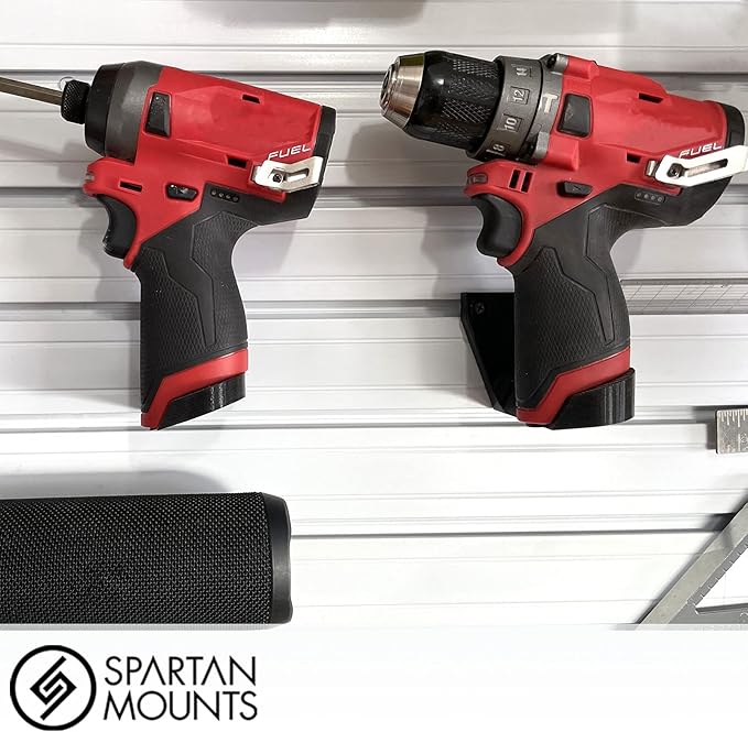 Spartan Mounts Wall Hook for Milwaukee M12 Tools Left - 12 Volt Power Tool Holder, High Strength Low Profile Bracket, Convenient Easy Access Garage Organization