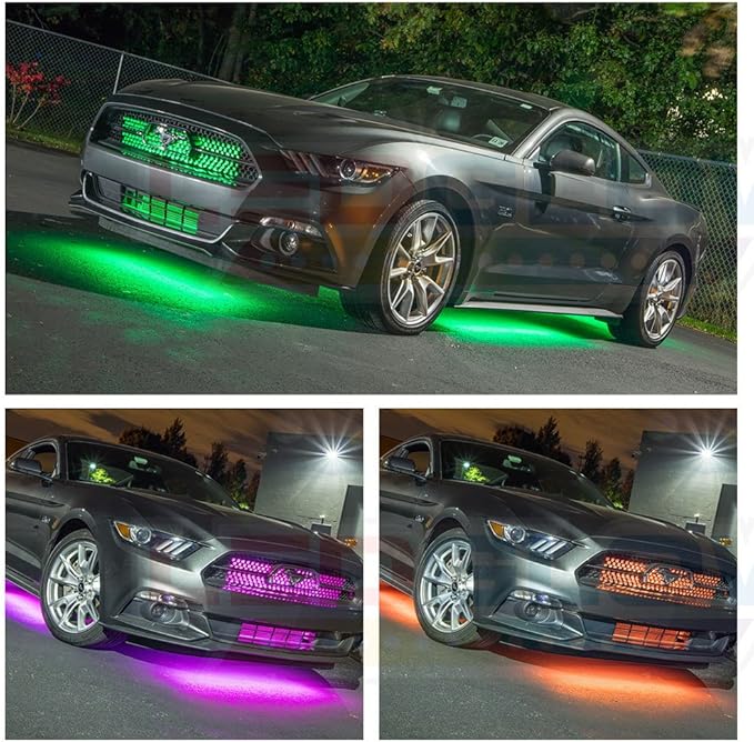 LEDGlow 4pc Million Color Multi-Color LED Underbody Underglow Accent Lighting Kit for Cars - 18 Solid Colors - 12 Unique Patterns - Music Mode - Water Resistant Tubes - Includes Control Box & Remote