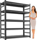 Metal Garage Shelving Unit, Heavy Duty 5-Tier Adjustable Storage shelves, Steel Shelving, 3000 lbs Capacity, Industrial Shelves for Heavy Tools and Equipment, Ideal for Garage, Basement, Black, 72"