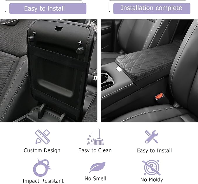 LUWU 2025 Murano Center Console Cover Compatible with 2025 Nissan Murano Accessories 2025 Murano SL/SV/Platinum Armrest Cover Center Console Pad Armrest Console Cover (Thick Black)