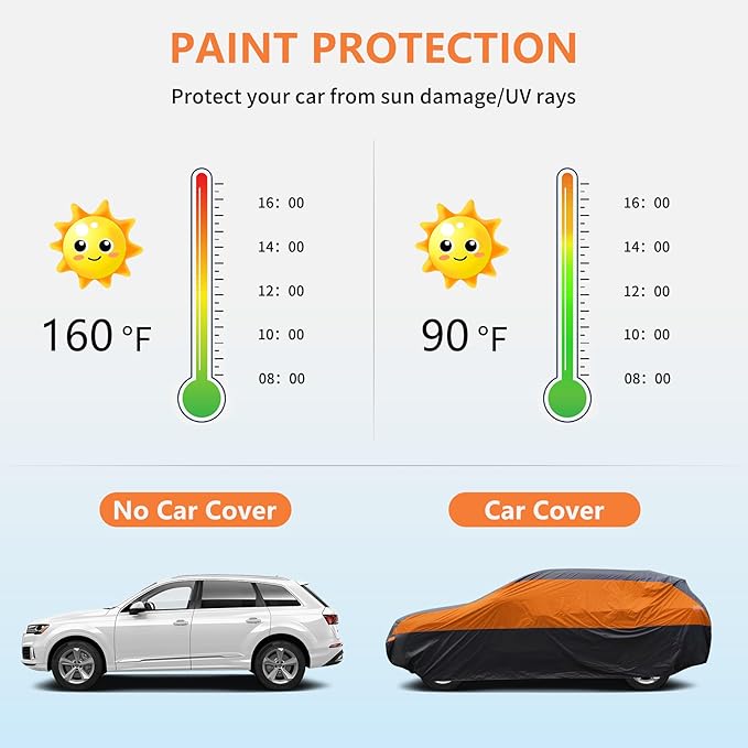 SUV Car Cover Waterproof All Weather,Cover Full Exterior Cover Windproof Outdoor Full Car Cover UV/Snow/Hail/Dust Protection Fit SUV Jeep-Length 182" to 190"
