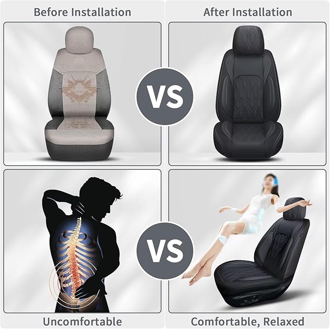 2 Front Car Seat Cover Fit for Toyota Camry 2012-2025 Faux Leather for Camry Seat Covers Waterproof Auto Seat Cushion Protector Compatible Airbag (2 Seats,Black)