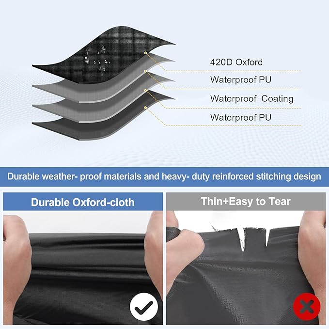 QUNSUNUS Car Cover for Toyota Tacoma 2005-2024, Waterproof Truck Cover with Zipper, All Weather Full Exterior Cover with Straps and Elastic for Wind, Sun, UV and Dust Protection