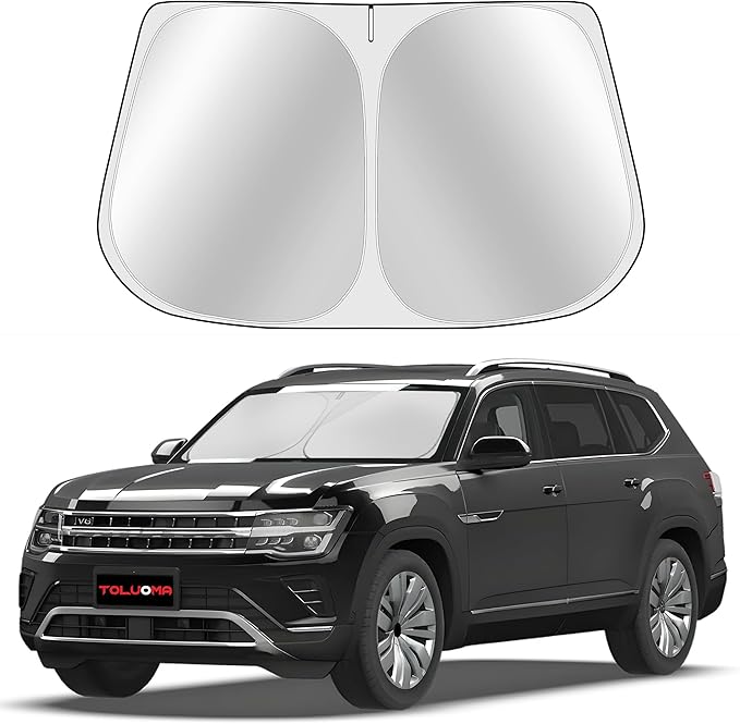 Custom Fit Windshield Sun Shade for Atlas 2018-2025 - Full Coverage, 210T Reflective Fabric, Double-Layer Design - Blocks 99% UV Rays, Keeps Car Cool, Easy to Install and Store