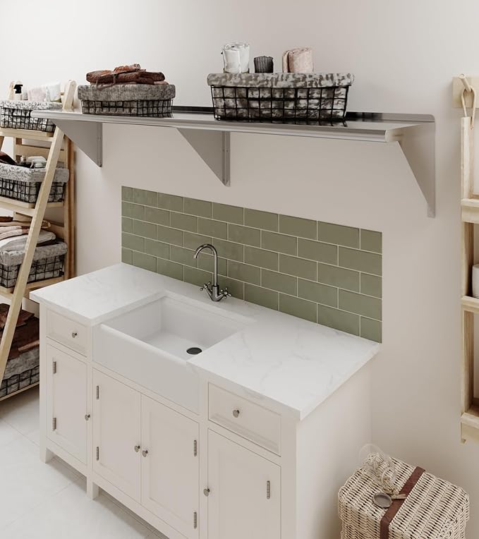 AmGood 72" Long X 16" Deep Stainless Steel Wall Shelf | NSF Certified | Appliance & Equipment Metal Shelving | Kitchen, Restaurant, Garage, Laundry, Utility Room