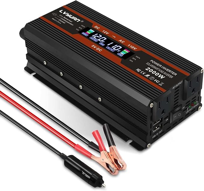 1000W/2000W (Peak) Car Power Inverter 12v to 110v DC to AC Converter with Dual AC Outlets LCD Display,1000 Watt Power Inverters for Vehicles Car RV Truck