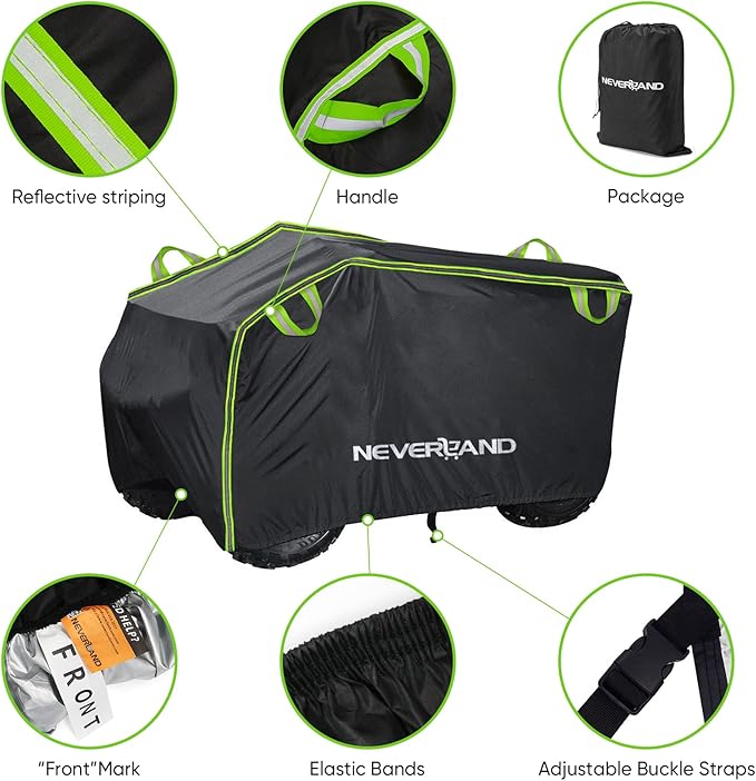 Neverland ATV Cover, Waterproof Heavy Duty 4 Wheeler Cover with Buckle, Dustproof Anti UV Windproof All Weather Outdoor Storage Quad Cover for Polaris Sportsman Yamaha Honda Coleman