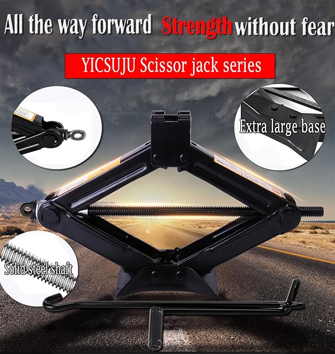 Scissor Jack for Car-3.0Ton(6614lbs) 丨Car Jack Kit-Tire Jack丨Portable,丨deal for SUV and Auto-with Crank Handle丨Heavy Duty Material,Black (3.0T)