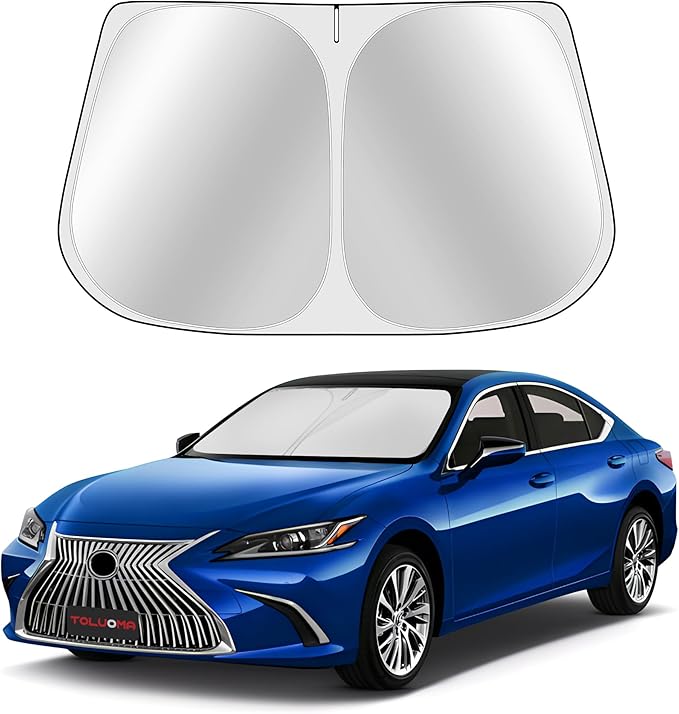 Custom Fit Windshield Sun Shade for Le-xus ES Sedan ES250 ES300h ES350 2019-2025 - Full Coverage, 210T Reflective Fabric, Double-Layer Design - Blocks 99% UV Rays, Easy to Install and Store