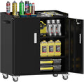 Metal Garage Storage Cabinet with Wheels ，Lockable Rolling Tool Chest on Wheels, Utility Cabinet for Home, Office, Garage and Workshop(Black)