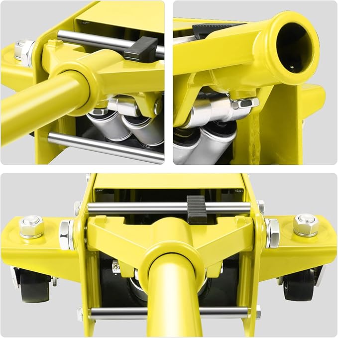 DNA MOTORING Low Profile Hydraulic Trolley Service/Floor Jack, 3 Ton (6000 lbs) Capacity Heavy Duty Hydraulic Car Jack, Lifting Range 3"-20", Yellow, TOOLS-00475-YL