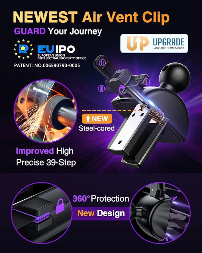 [Pro Version] VANMASS Universal Car Phone Mount [Super Suction Cup] Dashboard Phone Holder, Handsfree Windshield Dash Vent Phone Holder Car, Compatible for iPhone 16 15 14 13 Samsung LG & Truck,Purple