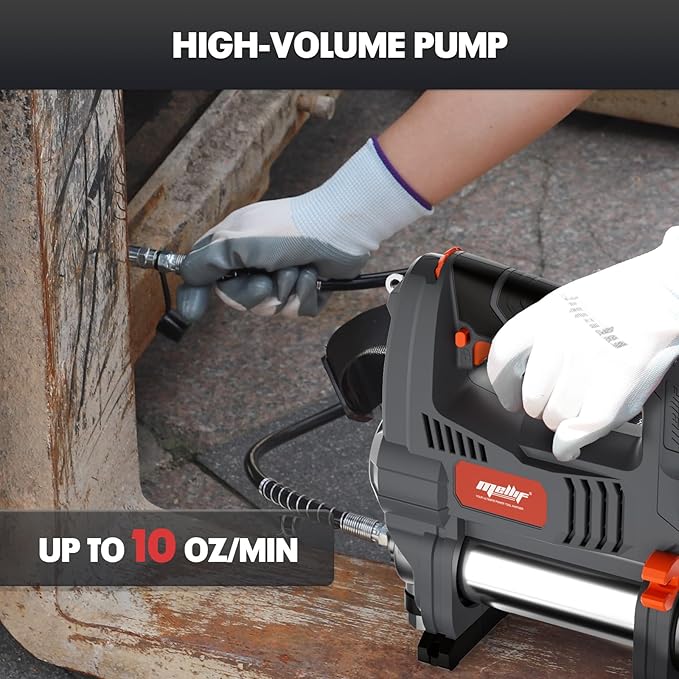 Mellif Cordless Power Grease Gun Compatible with DeWalt 20V MAX Battery, 10,000 PSI, Brushless Motor, 14 oz Capacity, 30" Hose, Built-in LED, Safety Lock, Includes 2.0Ah Battery & Fast Charger