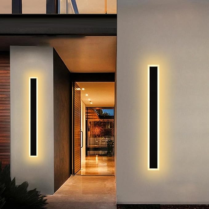 2 Pack Modern Outdoor Wall Lights for Patio,48 inch Long Outdoor LED Wall Lights,Dimmable LED Long Linear Exterior Lighting,Outside Linear Wall Light for Front Door,Garage,Enterway