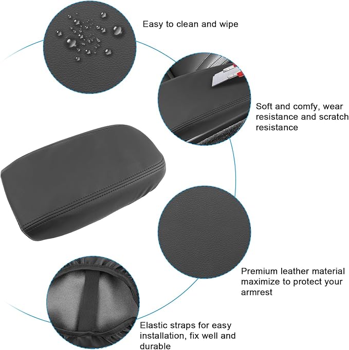 SXCY for 2025 XC40 Armrest Cover for Volvo XC40 2018-2025 Accessories 2025 XC40 Center Console Cover 2025 XC40 Middle Console Cover (Black Line Thin Cover)
