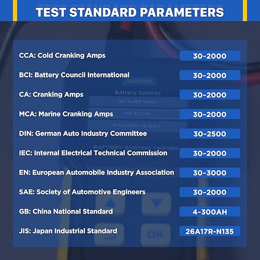 AUTOOL Car Battery Tester 12V 24V Battery Load Tester 30-2000 CCA Automotive Battery Tester, Cranking Charging System Analyzer, Color Screen Data Review Reverse Polarity Protection