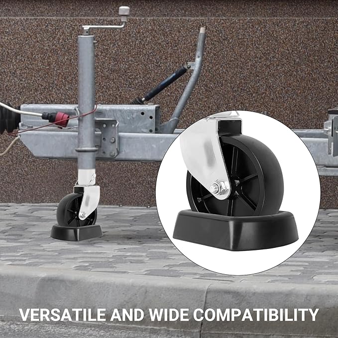 AR-PRO Jack Wheel Chock Stabilizer - Heavy Duty Rubber Travel Trailer Jack Caster Wheel Dock 6" Single Wheel Stopper for Boat RV Trailers and Caravans