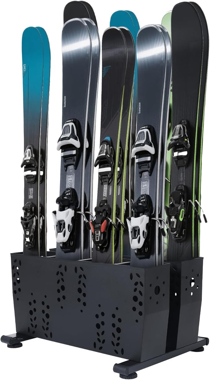 Freestanding Ski Storage Rack for 8 Pairs, Floor Stand Ski Organizer Rack, Heavy Duty Alloy Steel Ski Holders Ski Organizer, Freestanding Ski Organizer for Garage Basement