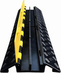 Foldable 2 Channel Rubber Cable Protector, 22000Lbs Load Capacity Wire Hose Pipe Hider Protective Ramp, Driveway Traffic Speed Bump for Asphalt Concrete Gravel Driveway Indoor Outdoor (1PACK)