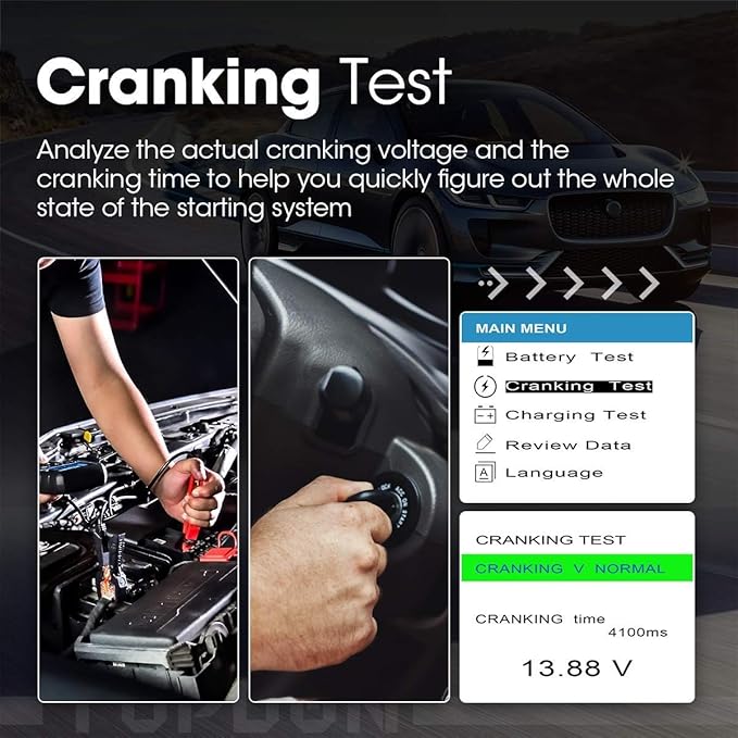 Car Battery Tester 24V 12V Load Tester, TOPDON BT200 100-2000CCA Automotive Alternator Tester Digital Auto Battery Analyzer Charging Cranking System Tester for Car Truck Motorcycle ATV SUV Boat Yacht