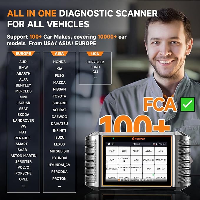 2025 FOXWELL NT726 Bidirectional Scan Tool, All System OBD2 Scanner Diagnostic Tool, Car Code Reader for All Models with 12 Resets, ABS Bleeding, Oil/EPB/SAS/D-PF/TPMS/Injector/Throttle, WI-FI Update
