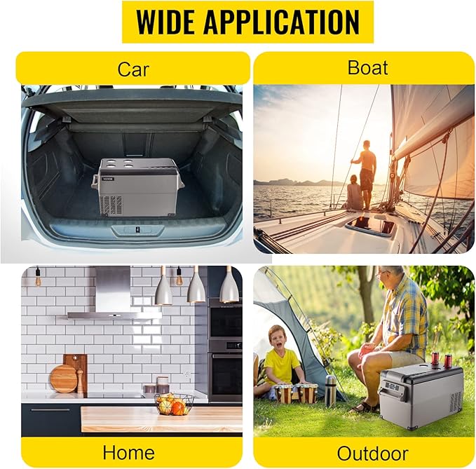 VEVOR CF35 Portable 37 Quart(35 Liter) 12 Volt App Control(-4℉~68℉), Car Refrigerator Dual Zone with 12/24v DC & 110-240v AC for Camping, Travel, Fishing, Outdoor or Home Use, Black+Gray