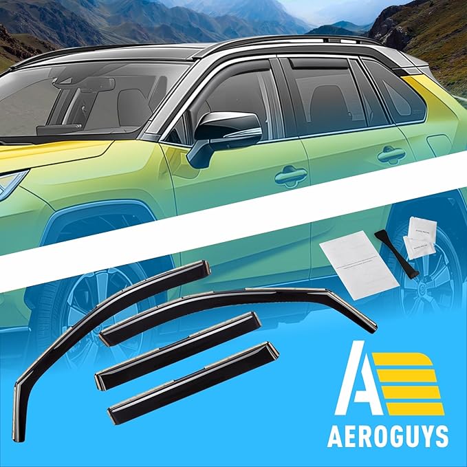 Extra Durable Window Deflectors in-Channel Window Visors Rain Guards Fit for Toyota RAV4 2019-2025, Sun Visors, Wind Vent for Shades, Exterior Car Accessories - 4pcs. AG0668