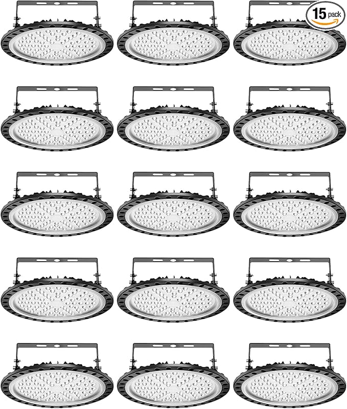 Viugreum High Bay LED Shop Lights, 300W UFO LED High Bay Light 30,000LM 120V LED High Bay Lights 5000K Daylight, Alternative to 1300W MH/HPS for Garage Workshop Barn Factory Warehouse - 15 Pack