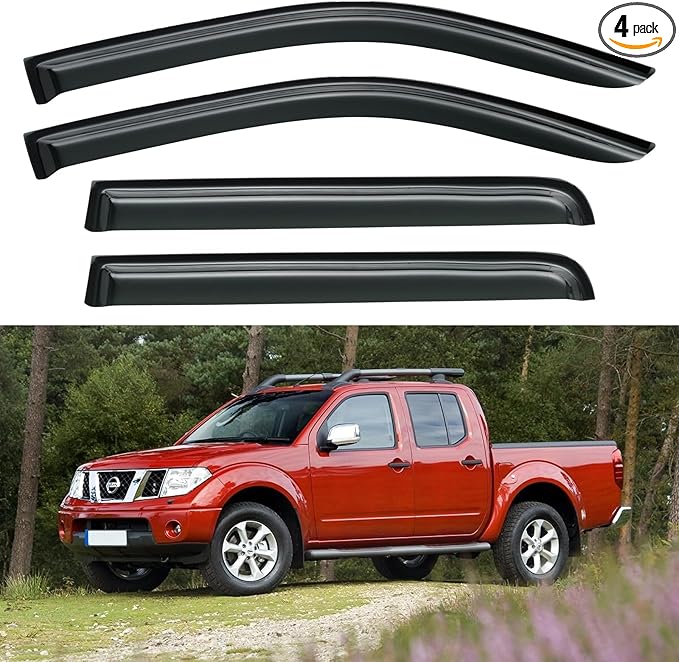 Window Visors Rain Guards Shield for 2005-2021 Nissan Frontier Crew Cab, Out-Channel Window Vent Wind Deflectors Visors Shades for 2009-2013 Suzuki Equator Crew Cab