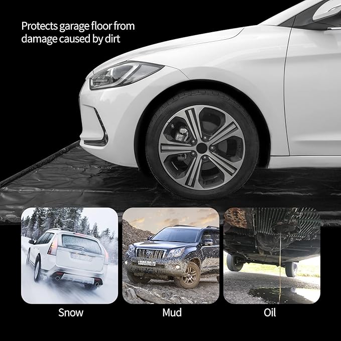 WELKIN Containment Mat,(8'5" x 22'),Non-Slip Garage Floor Mat - Heavy Duty Waterproof Protection from Snow, Rain and Mud for Cars