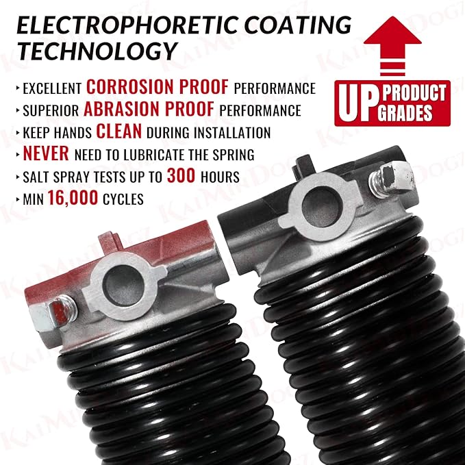 Pair of 1.75" Garage Door Torsion Springs Set with Non-Slip Winding Bars&Gloves, High Precision Electrophoresis Oil-Free Black Coated for Replacement, MIN 16,000 Cycles (0.234 x 1.75"x 29")