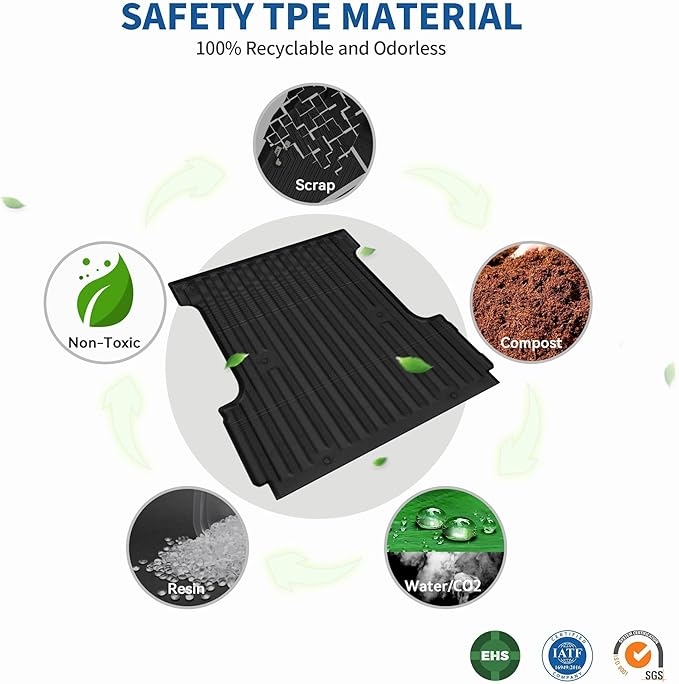 OEDRO Truck Bed Mat Fit for 2024 2025 Toyota Tacoma 5FT, TPE All Weather 2024 Tacoma 5FT Heavy Duty Pickup Bed Liner Accessories, Black