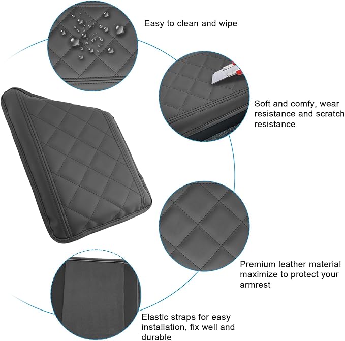 SXCY for 2024 XC90 Armrest Cover for Volvo XC90 2018-2024 Accessories 2024 XC90 Center Console Cover 2024 XC90 Middle Console Cover (Black Checkered Pad)