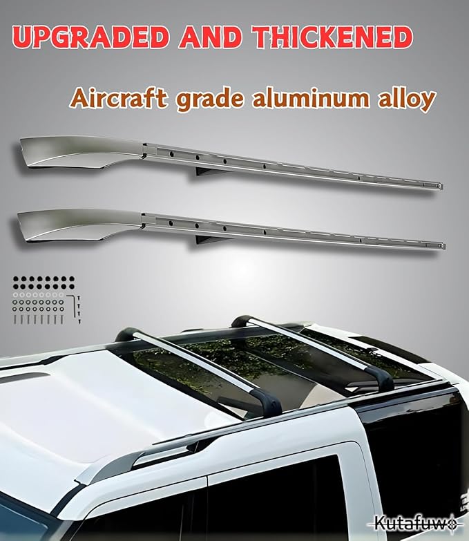Roof Rack Side Rails Compatible with Land Rover Discovery 4 2005-2016 Models，Luggage Rack Silver Aluminum Cargo Management Car Accessories