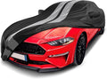 iCarCover Custom Car Cover for 2005-2025 Ford Mustang GT, Ecoboost, Mach 1, V6 Waterproof All Weather Rain Snow UV Sun Protector Full Exterior Indoor Outdoor Car Cover (Stripe - Black/Gray)