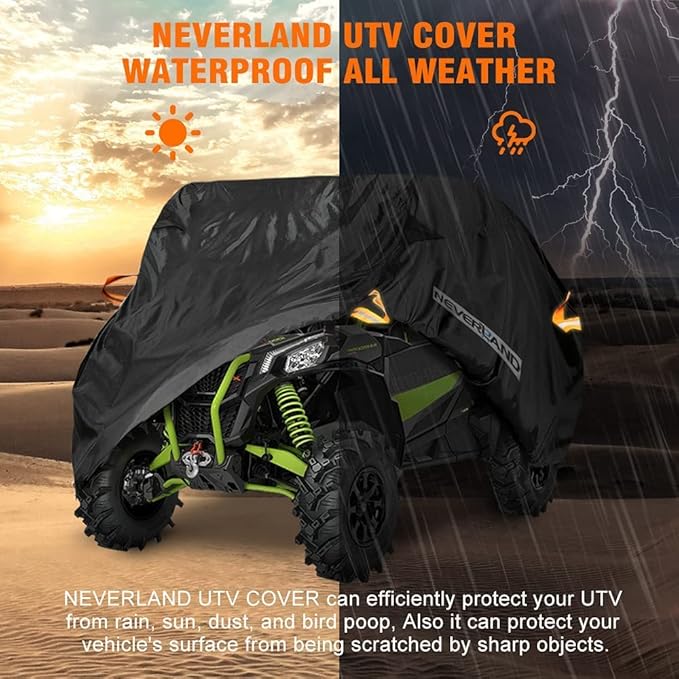 NEVERLAND UTV Cover, All-Weather Protection Side by Side Cover 4-6 Passenger, Universal for Polaris RZR General Honda Suzuki Yamaha SxS Arctic Cat John Deere Kymco Bobcat Argo Can Am Maverick X3