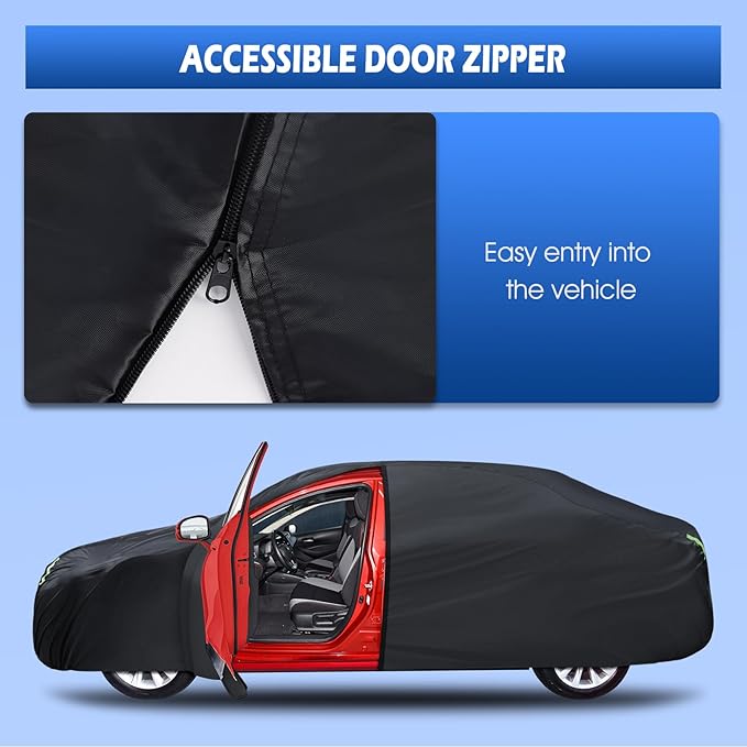 6 Layers Car Cover Custom Fit for 1998-2025 Porsche 911 (991/992/996/997 Series) Carrera 4S/Turbo/Carrera, Waterproof All Weather Rain Sun Protector with Door Zipper