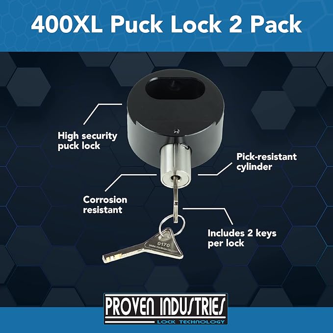 Proven Industries Model 400XL Puck-Lock Set, Made in The USA, Pack of 2, (Black)