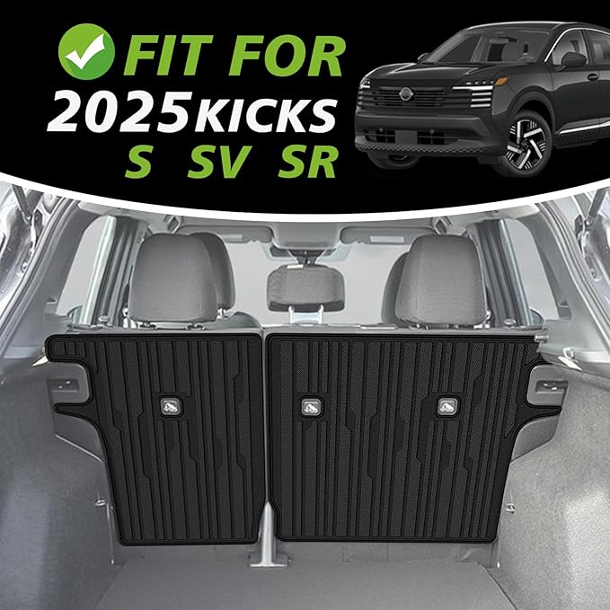 TripleAliners Backrest Mats All Weather Liners Compatible with 2025 Nissan Kicks Interior Accessories TPE Second Row Seats Back Cover Custom Fit Protection Car Liner