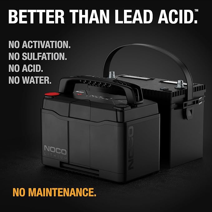 NOCO Lithium NLX27: 12V Dual-Purpose LiFePO4 Lithium-Ion Battery - 100Ah Deep-Cycle and 1400A Group 27 Starter Battery - UL Listed - Built-In Dynamic BMS