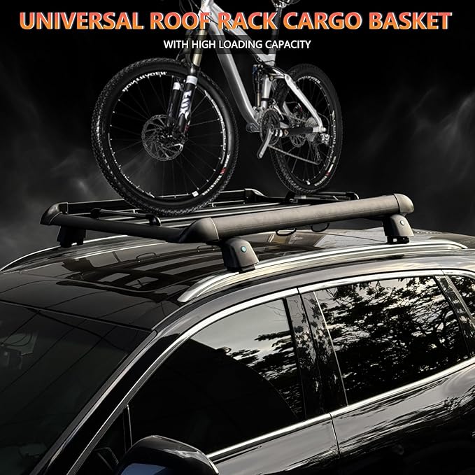 AUTOXBERT 50" x37.8" x3.54" Universal Aluminum Roof Rack Rooftop Cargo Carrier Luggage Basket 330LBS Heavy Duty Car Top Luggage Holder or Cars SUVs and Trucks