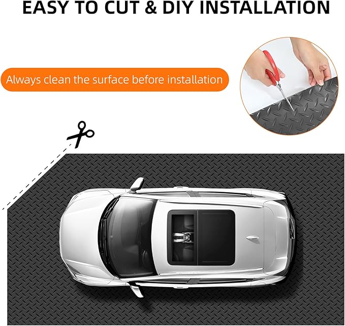 Nisorpa 16'5'' x 3'4'' Diamond Plate Flooring Roll, Rubber Garage Floor Mat, Non-Slip Floor Protector Rolls for Garage Under Car Warehouse Industry