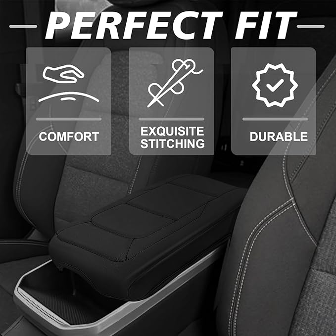 Muslogy Center Console Armrest Cover Compatible with GMC Terrain 2025 2026 Comfort Armrest Pad Arm Rest Cushion Vegan Leather Protector Regular Thick