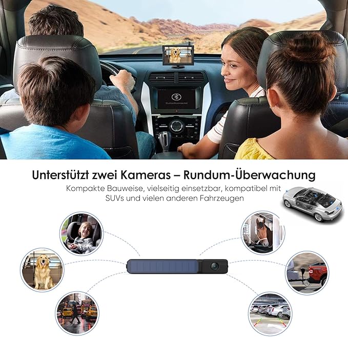 Solar Wireless Backup Camera, 1080P 5'' Monitor Back Up Camera Systems Wireless, 3 Mins DIY Installation, Reverse Camera for Car, Truck, Van, RV (S3)