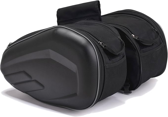 Motorcycle Saddlebags, 36L-58L Expandable Capacity, Motorcycle Panniers Universal, Waterproof, Detachable, Collapsible for Sport Dirt Bike Side Bags and Luggage