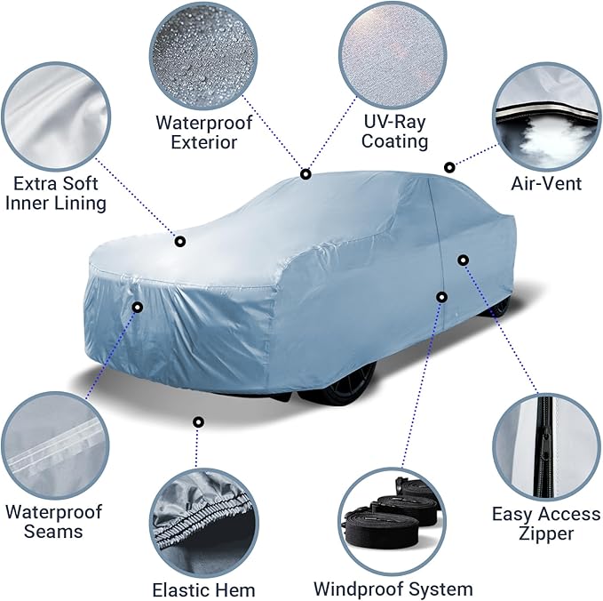 iCarCover Custom Car Cover for 1964-1967 Chevy El Camino Waterproof All Weather Rain Snow UV Sun Hail Protector for Automobiles, Automotive Full Exterior Indoor Outdoor Car Cover