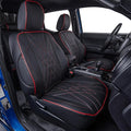 EKR Custom Fit Tacoma Car Seat Covers for Select Toyota Tacoma 2016 2017 2018 2019 2020 2021 2022 2023 Access Cab - Full Set,Leather(Black with Red Trim)